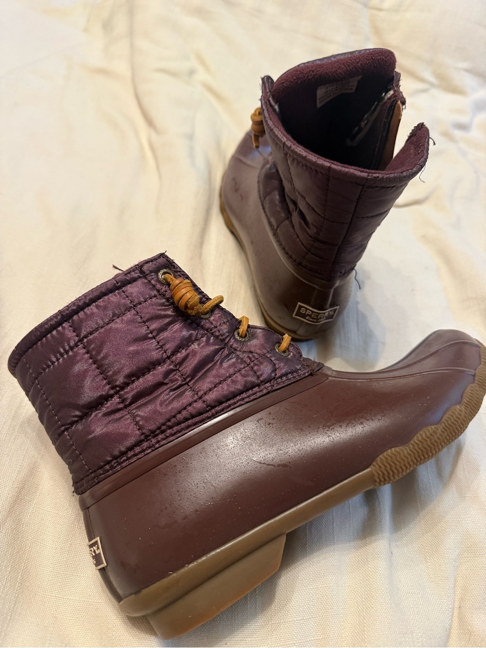 Women’s Quilted Waterproof Sperry Ankle Boots in Deep Plum